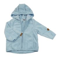 Světlemodrá fleecová propínací mikina s nášivkou a kapucí s oušky Lily & Dan