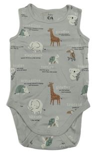 Světlešedé tílkové body se zvířátky a nápisy C&A