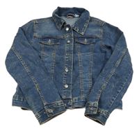 Tmavomodrá šisovaná tepláková riflová crop bunda s límečkem Pepperts!