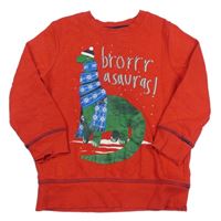 Červená melírovaná mikina s dinosaurem George