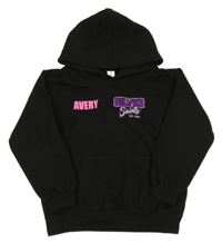 Černá mikina s nápisy a kapsou a kapucí AWDis