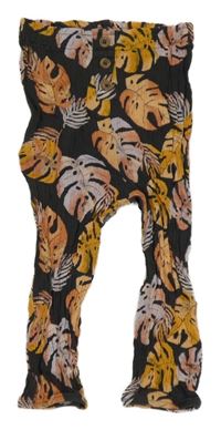 Tmavošedé lehké mačkané paper bag kalhoty s lístečky PRIMARK