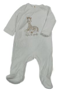 Bílý sametový overal se žirafou 