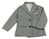 Šedý melírovaný flaušový kabát s límečkem SHEIN