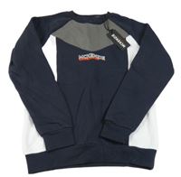 Nové - tmavomodro/šedo-bílá mikina s logem MCKENZIE