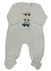 Bílý sametový overal s auty LA REDOUTE