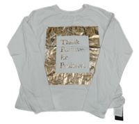 Nové - bílé crop triko se zlatým potiskem a nápisy St. Bernard