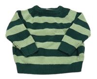 Tmavozeleno-světlezelený pruhovaný žebrovaný oversize svetr H&M