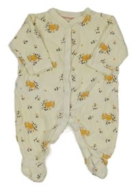 Smetanový overal s liškami a kytičkami C&A