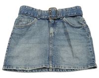 Modrá šisovaná riflová sukně s páskem H&M