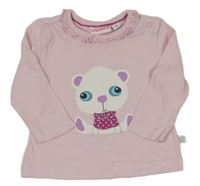 Světlerůžové triko s medvídkem a volánkem Liegelind