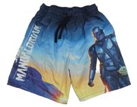 Tmavomodro-modro-oranžové plážové kraťasy s Mandalorianem H&M