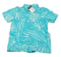 Nové - azurová košile s listy PRIMARK