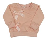 Broskvová mikina s mašlemi 