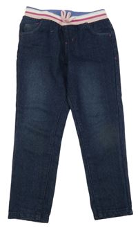 Tmavomodré rifle s mašlí a srdíčky a úpletovým pasem Kiki&Koko