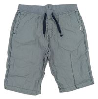 Tmavomoodro-bílé pruhované plátěné kraťasy H&M