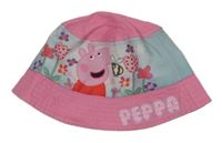 Růžovo-světlemodrý plátěný klobouk s Peppa Pig