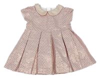 Starorůžovo/metalicko-světlerůžové vzorované slavnostní šaty s límečkem Juniors Baby