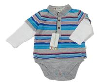 Nové - Pruhovano-bílé triko se všitým šedým body TED BAKER