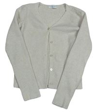 Světlebéžový žebrovaný propínací crop svetr zn. Primark