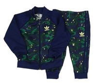 2set - Tmavomodro-zelená army sportovní propínací mikina + tepláky Adidas