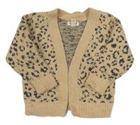 Hnědý třpytivý vzorovaný svetrový cardigan Cat&Jack