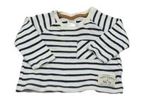 Bílo-tmavomodré pruhované mikinotriko s kapsou H&M
