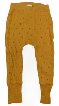 Medové vzorované žebrované lehké tepláky zn. Zara