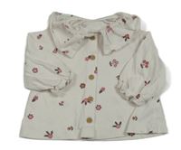 Smetanové květované propínací triko s límečkem George