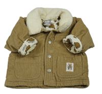 Hnědá manšestrová zateplená bunda s beránkem