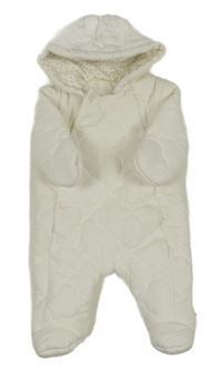 Smetanová prošívaná zateplená kombinéza s kapucí George