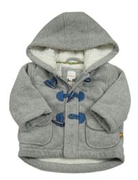 Šedá melírovaná fleecová zateplená bunda s kapucí Bluezoo