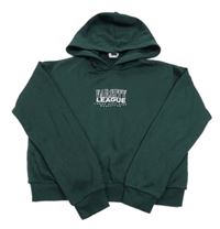 Tmavozelená crop mikina s nápisem a kapucí New Look