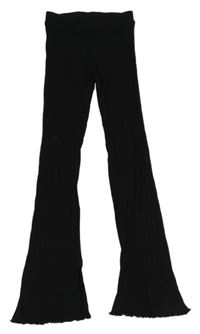 Černé žebrované flare legíny H&M