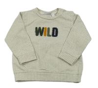 Béžovo-khaki kostkovaná mikina s nápisem Name it