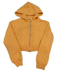 Oranžová propínací crop mikina s kapucí H&M