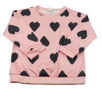 Růžová mikina se srdíčky Shein