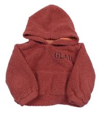 Vínová huňatá podšitá mikina s nápisem a kapucí Shein