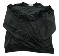 Černá plyšová mikina s volánem L&D