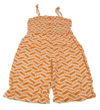 Oranžovo-bílý vzorovaný lehký culottes overal Tu