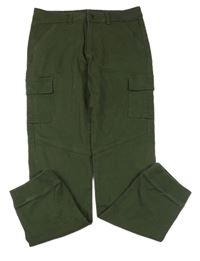 Khaki teplákové cargo cuff kalhoty Yigga