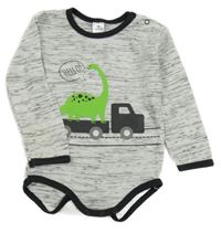 Bílo-černé melírované body s dinosaurem a náklaďákem Topomini