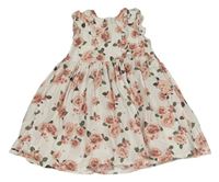 Bílé květované plátěné šaty s volánky H&M
