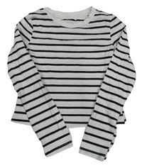 Bílo-černé pruhované crop triko H&M