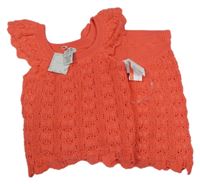 Nové - 2set - Jahodové pletené tričko + pletená sukně