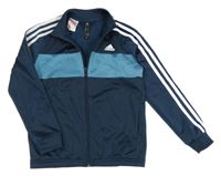 Petrolejovo-modrá sportovní propínací mikina s logem Adidas