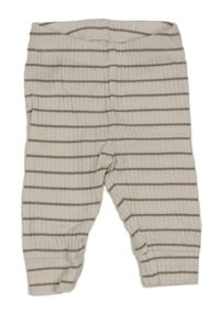 Smetanovo-hnědé pruhované žebrované lehké tepláky H&M