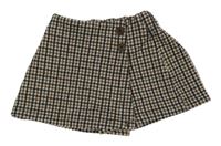 Bílo-černo-hnědé kostkované sukňové kraťasy Zara