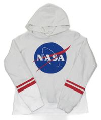 Bílá mikina s potiskem a kapucí - NASA H&M