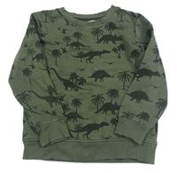 Khaki mikina s dinosaury zn. H&M